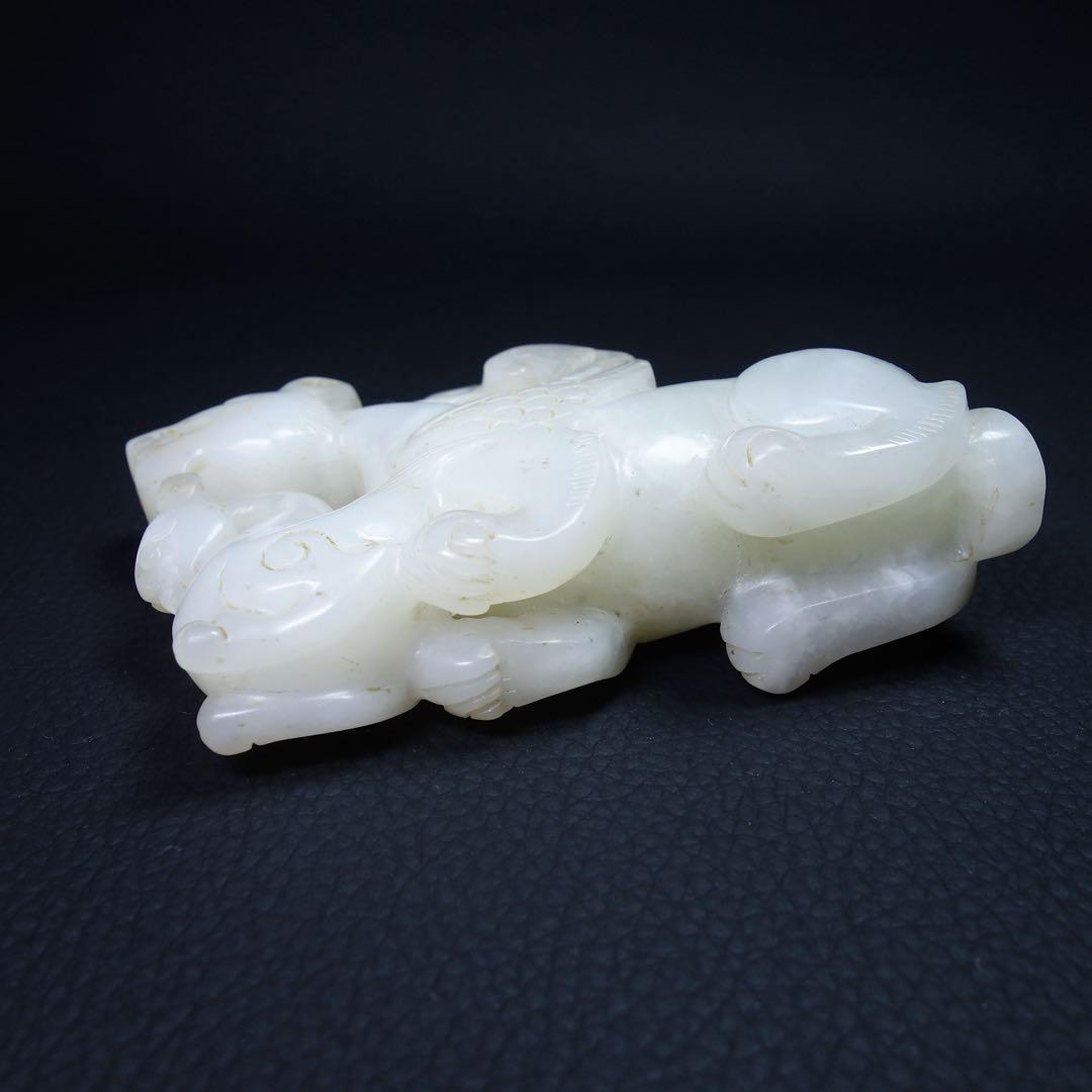 漢時代/唐時代和田玉 和田玉　鳳凰と飛べる虎　彫刻 高古玉 置物 旧家蔵出し