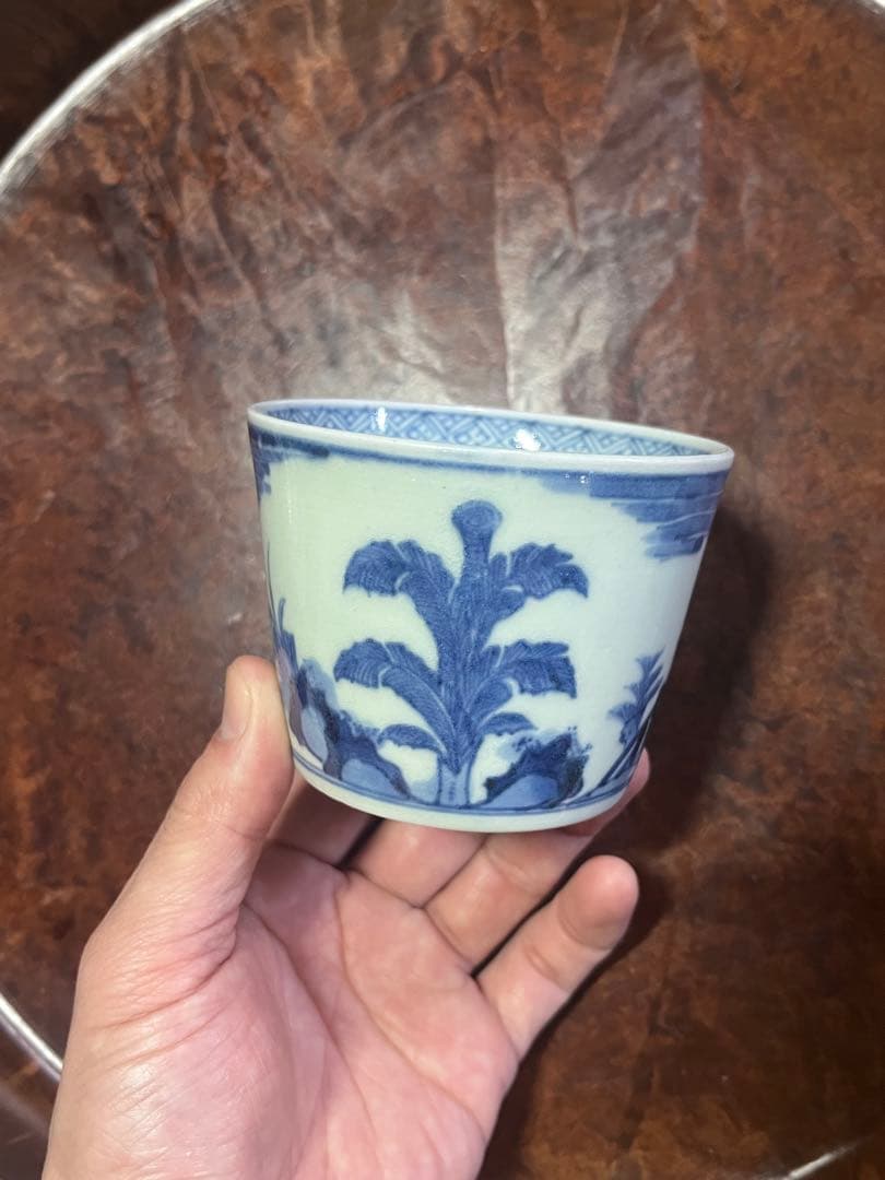 古伊万里　蕎麦猪口　無傷完品　蘇轍　印判　宝珠　軍配　団扇　経巻　宝巻　太湖石