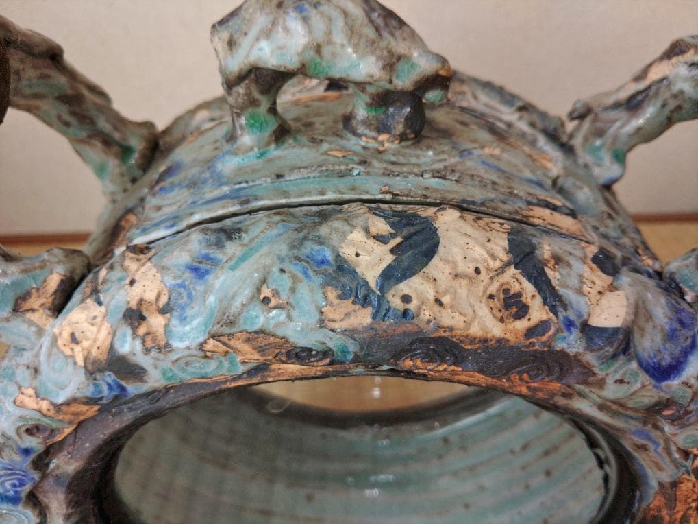 和＆アジアンテイスト　丸型の陶器の水槽　ベタや金魚やメダカ＆インテリアに