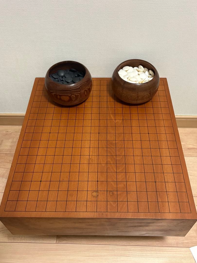 脚付き碁盤＋本蛤碁石・那智黒石セット｜昭和レトロ 実用品 囲碁セット