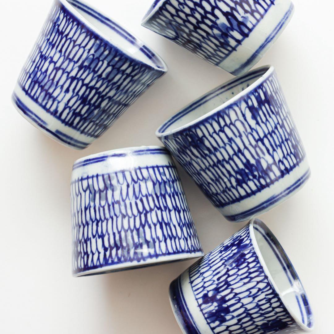 蕎麦猪口　微塵唐草　5客セット