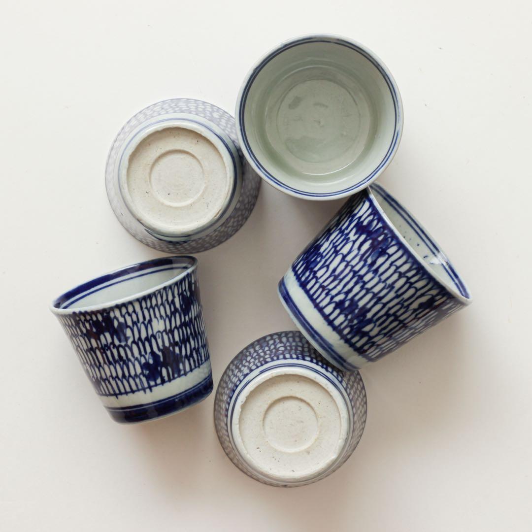 蕎麦猪口　微塵唐草　5客セット