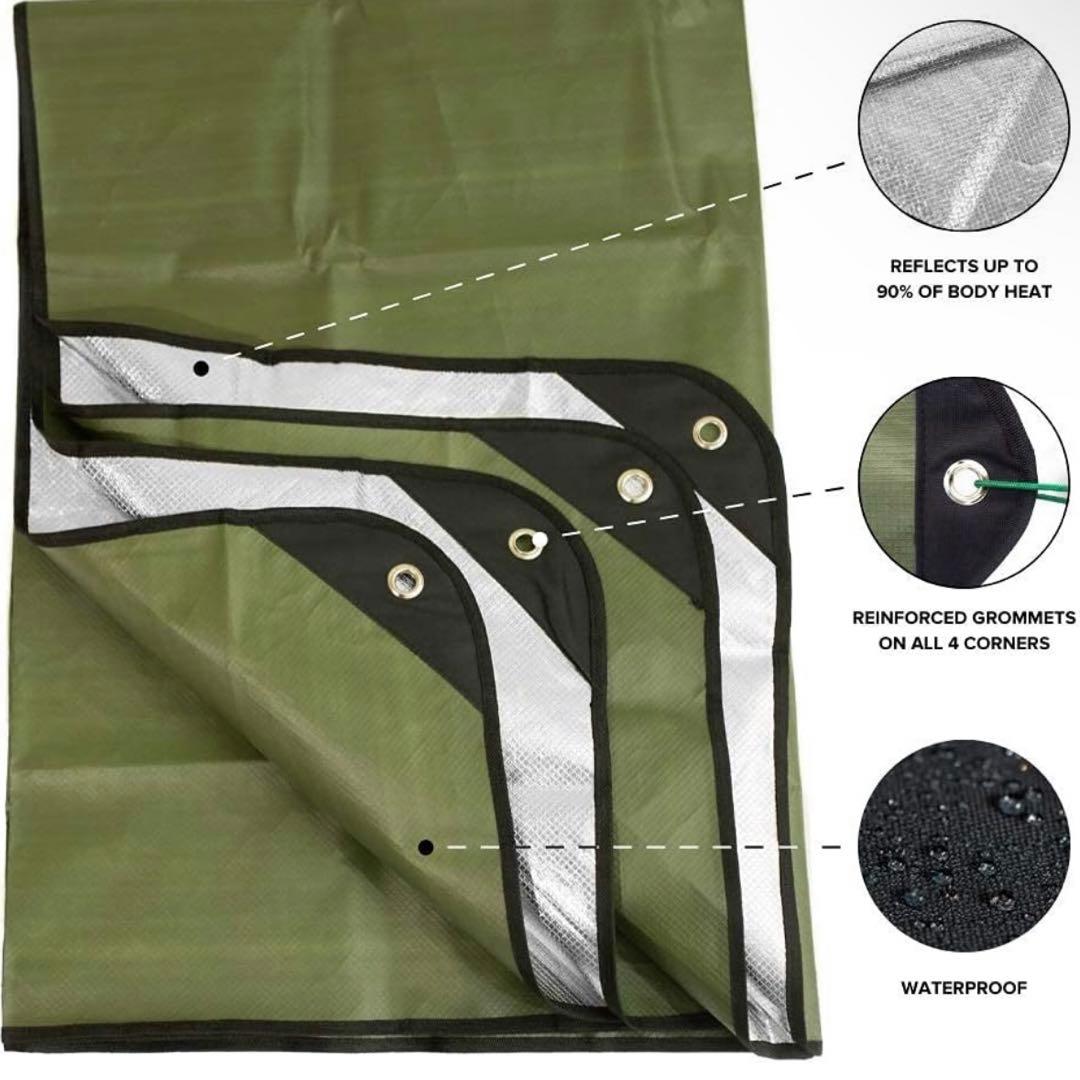 高耐久サバイバルブランケット 断熱断熱反射タープ 60インチ x 82インチ