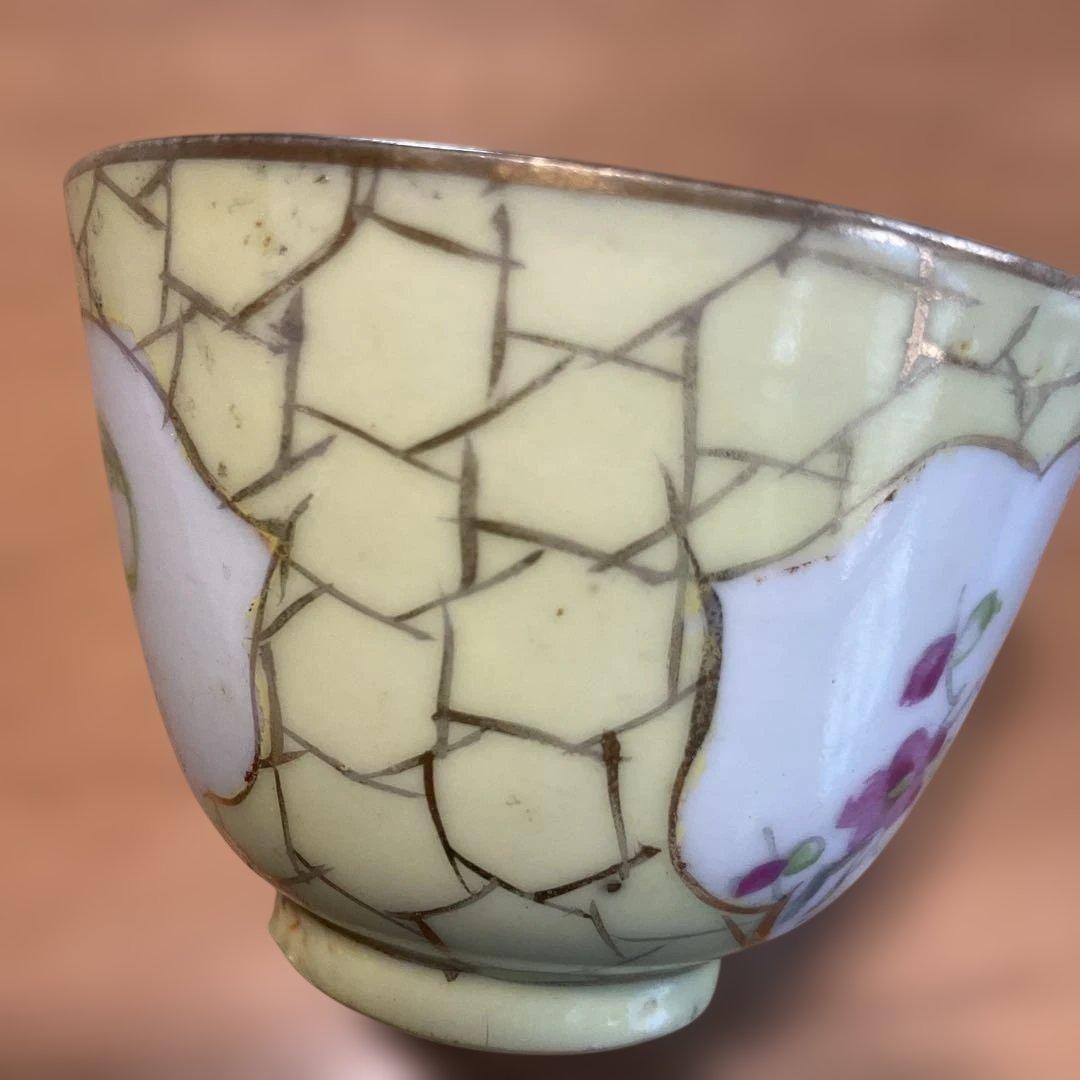 花柄模様茶碗、中国民国時代