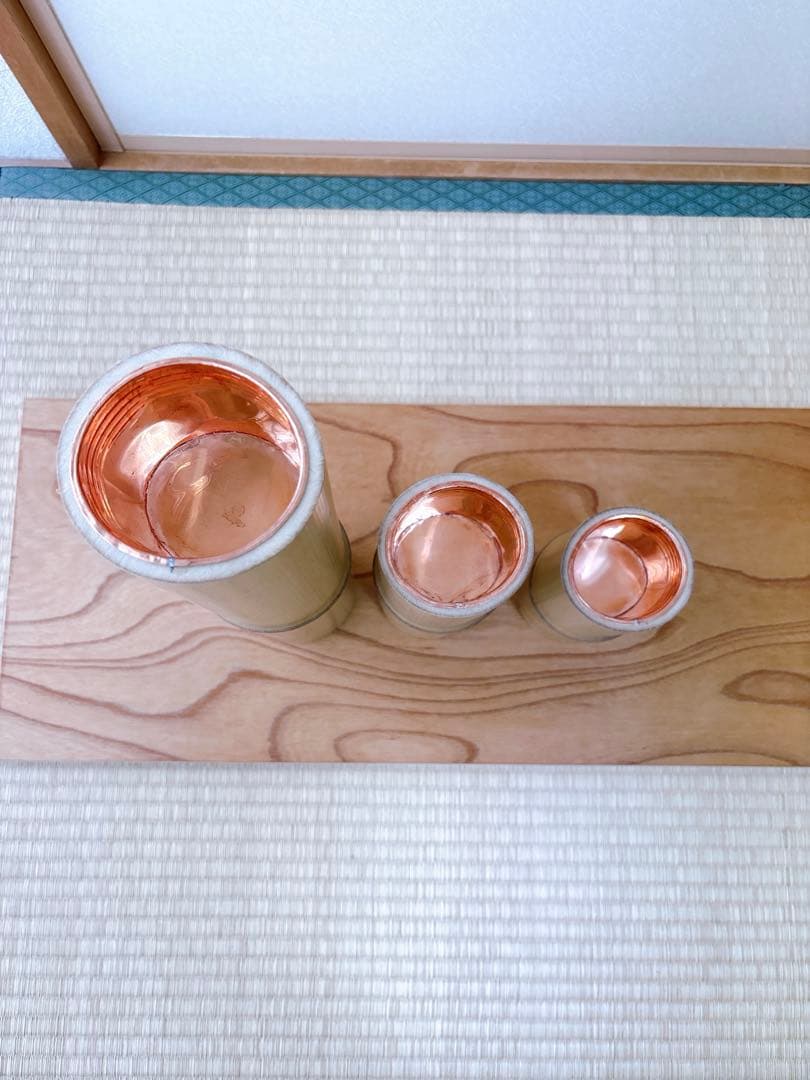 80 短三管筒　3本セット　竹製　華道　生花　格花　花器　水仙