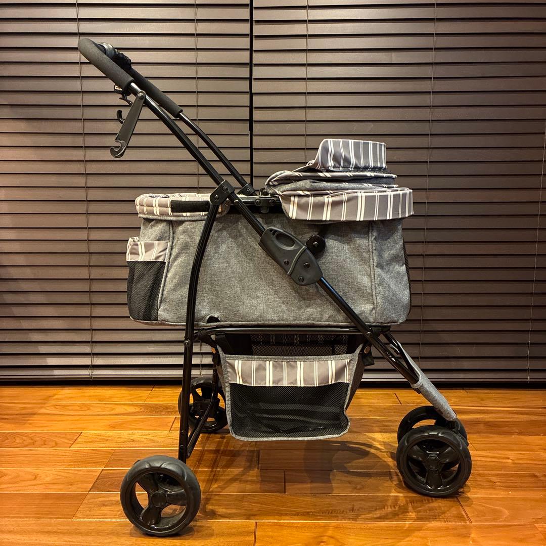 ジェックス　わんわんカート スマートハンディ ストライプグレー 防寒レインカバー