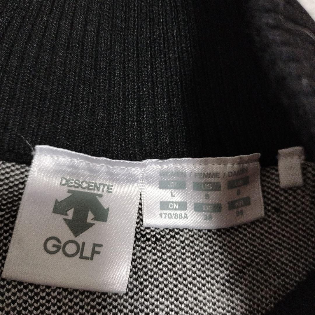 DESCENTEGOLFカシミア混ニットロゴプリント ジップアップジャケットL