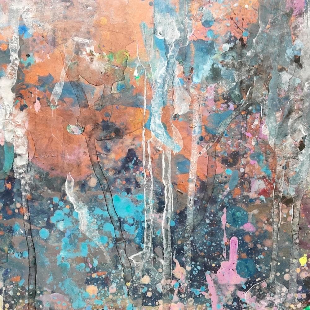 【最終価格】内野隆文　抽象画　絵画　現代アート　美術　アンティークフレーム　額縁