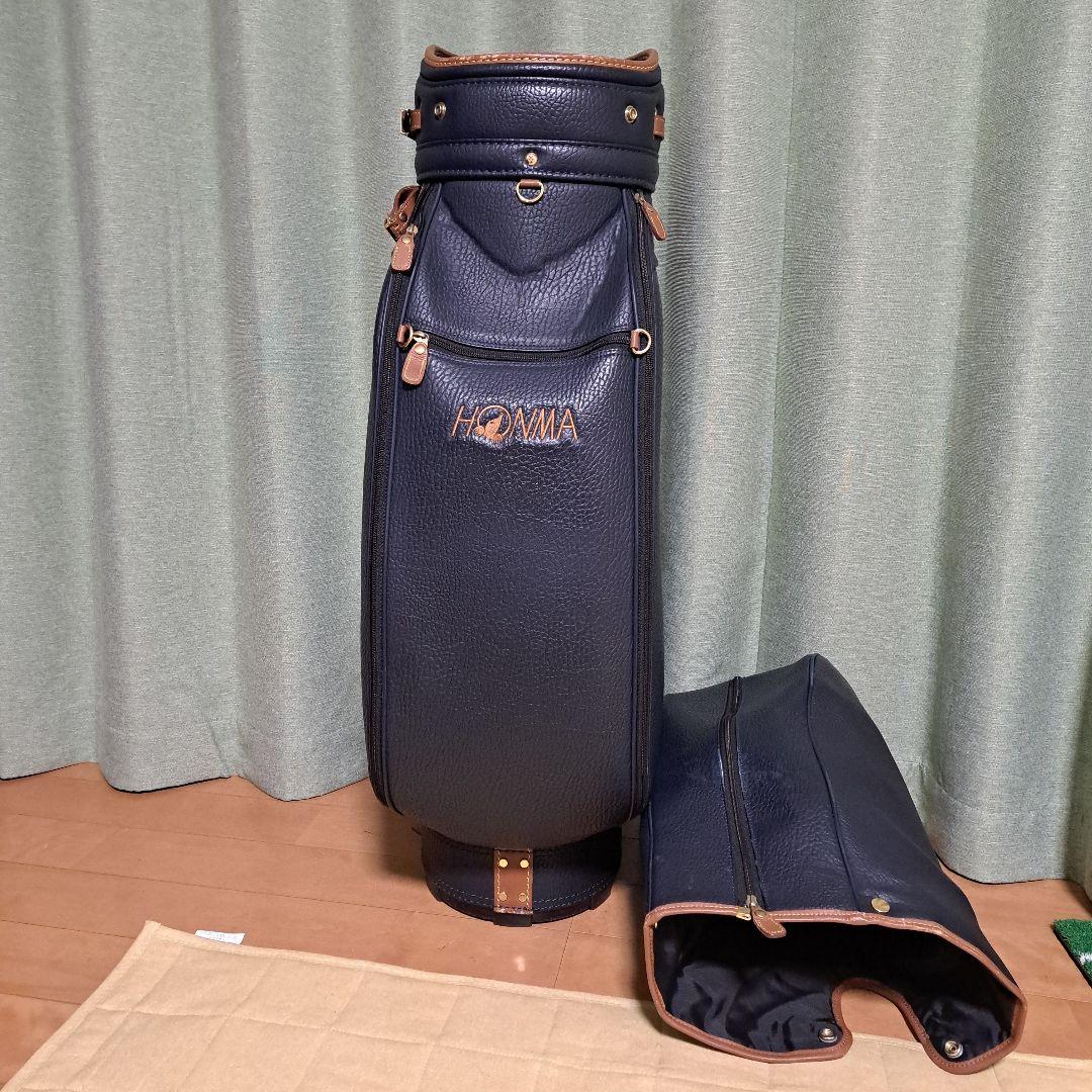 HONMA ゴルフバッグ。フード付き。美品！ 1部本革。
