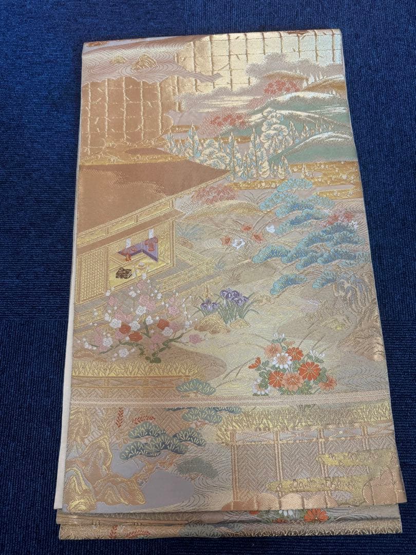 1918袋帯 古代彫金紋  西陣織   金糸　高級上質上品　約440cm未使用