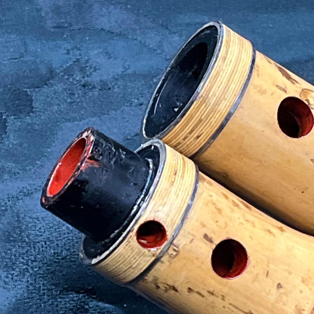 尺八 琴古流 在銘 3印 籐巻き 銀三線 七孔 【音出し確認済み】【良品】