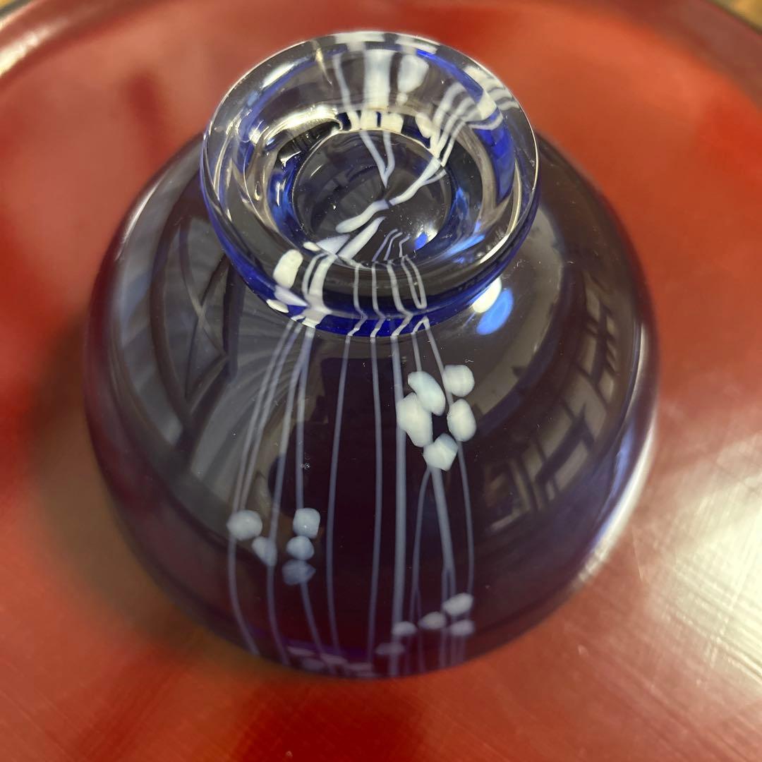 作家　ガラス作家　堀口幸子　瑠璃茶碗　瑠璃草花文玻璃茶碗　茶道　抹茶椀