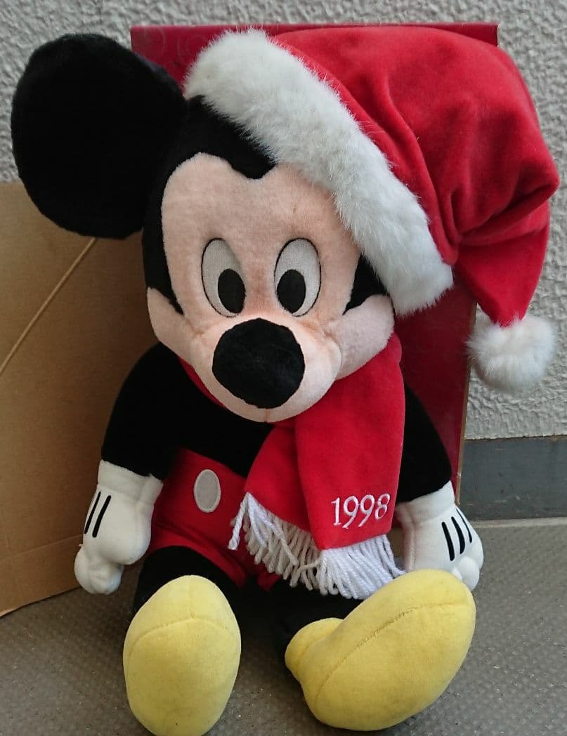 アメリカンヴィンテージディズニー箱入りミッキーマウスぬいぐるみ、クリスマス