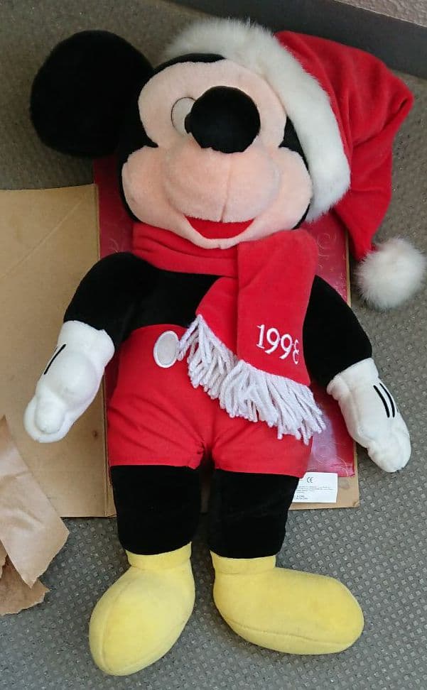 アメリカンヴィンテージディズニー箱入りミッキーマウスぬいぐるみ、クリスマス