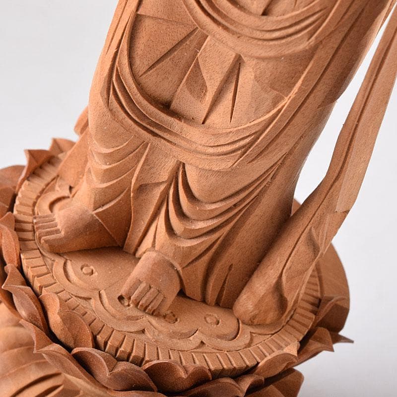 仏教美術　木彫　白檀　観世音菩薩像　仏像　置物　時代箱　C　7585