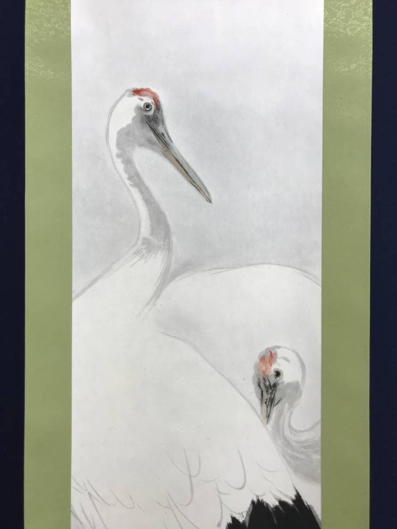 【複製】平福百穂/双鶴図/鶴図/ツル図/印刷/工芸品/掛軸/名家伝来AD-752