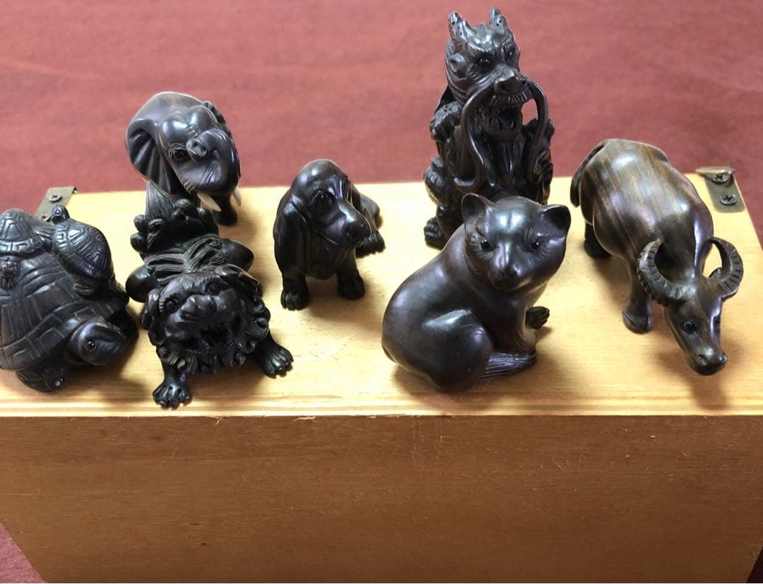 送料無料☆アンティーク雑貨　アニマル根付　7体セット