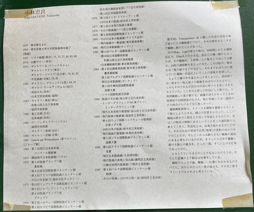 中林忠良 版画 転位'88地