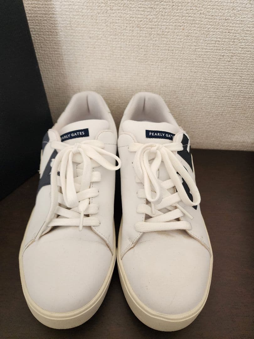 【☆美品☆】PEARLY GATES サイドロゴ スニーカー 白 25.5㎝