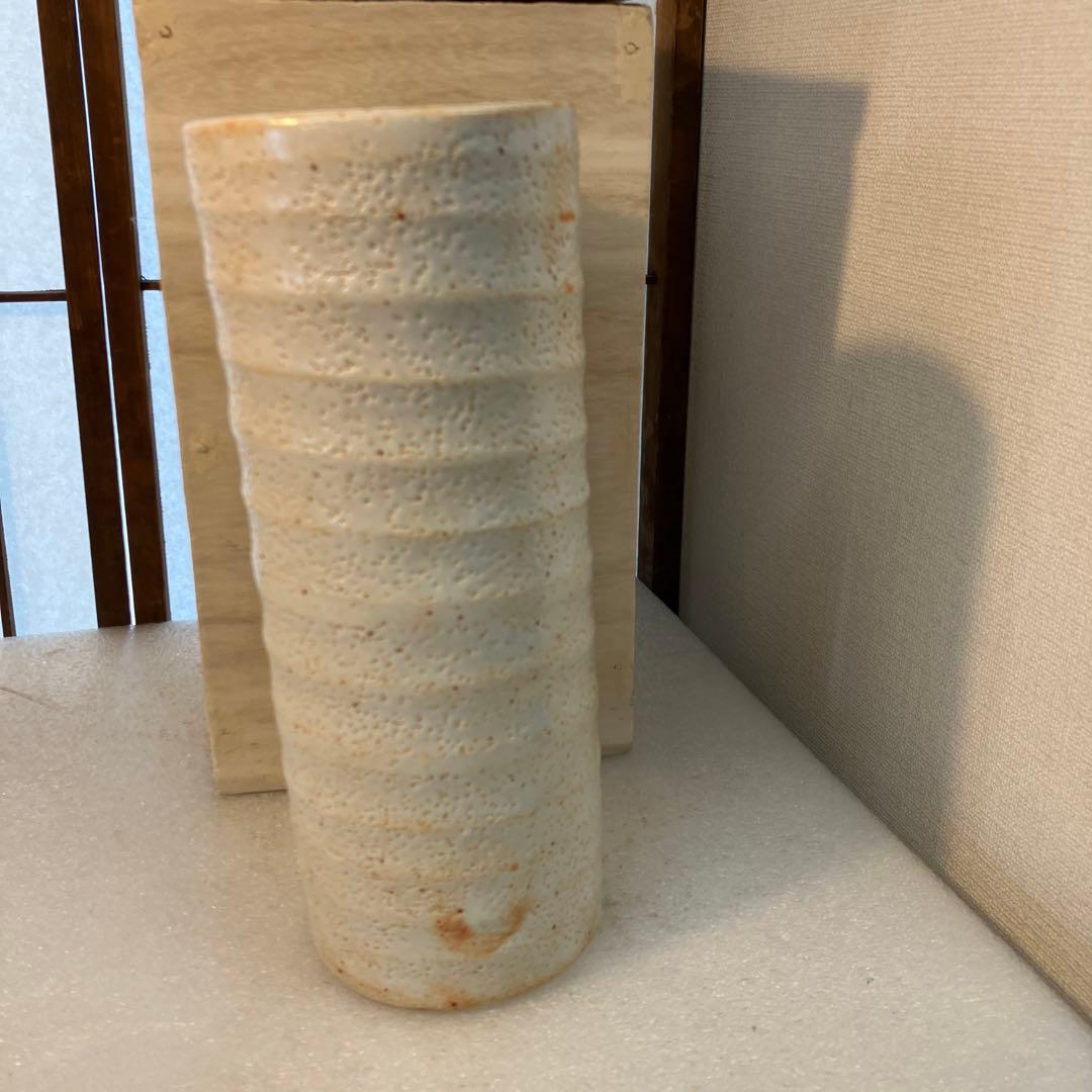 骨董　華道道具　花入　志野焼　筒花入　N737SH