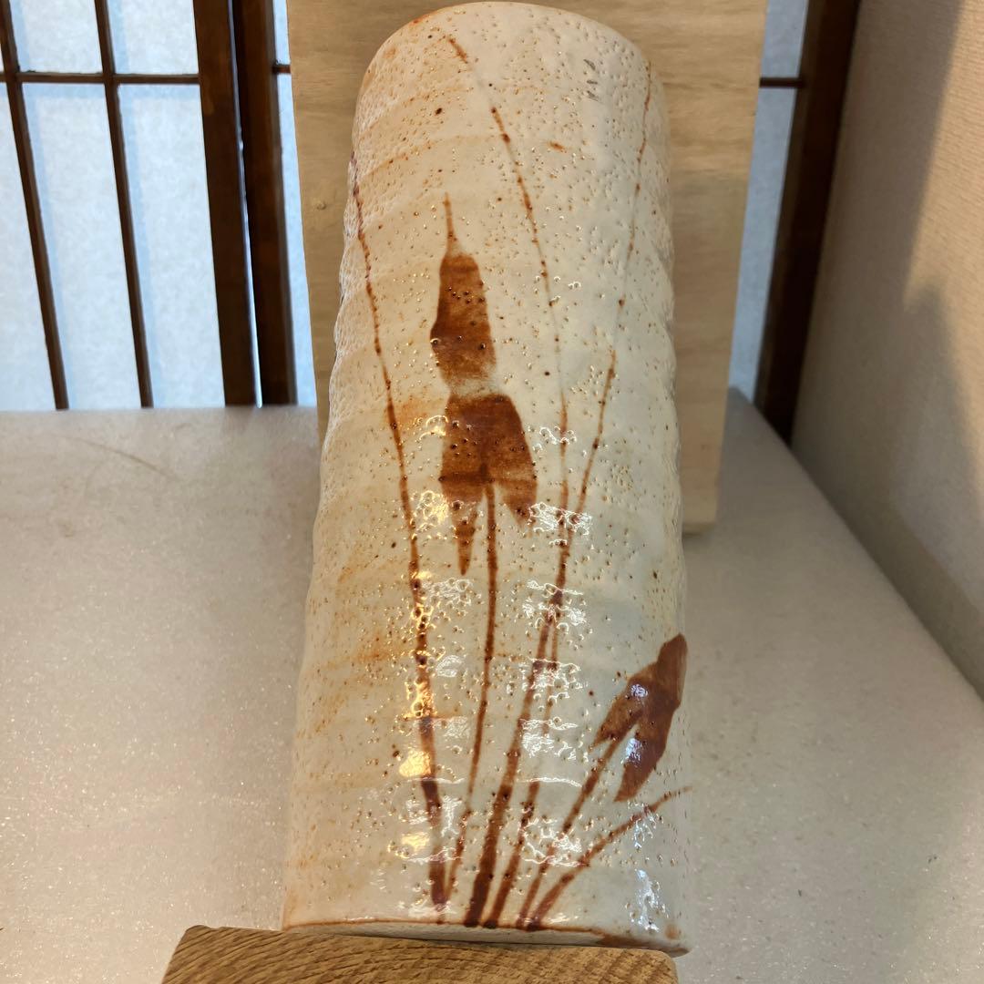 骨董　華道道具　花入　志野焼　筒花入　N737SH