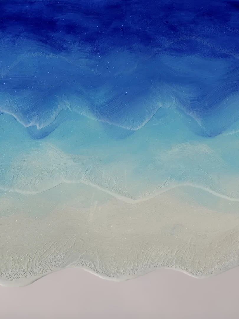 折りたたみ 120cm 多目的 アウトドアテーブル レジン　海　波