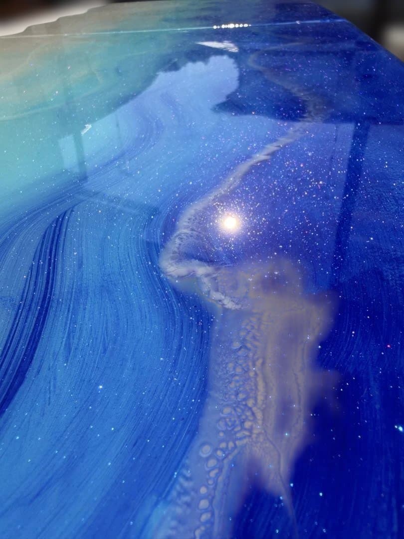 折りたたみ 120cm 多目的 アウトドアテーブル レジン　海　波