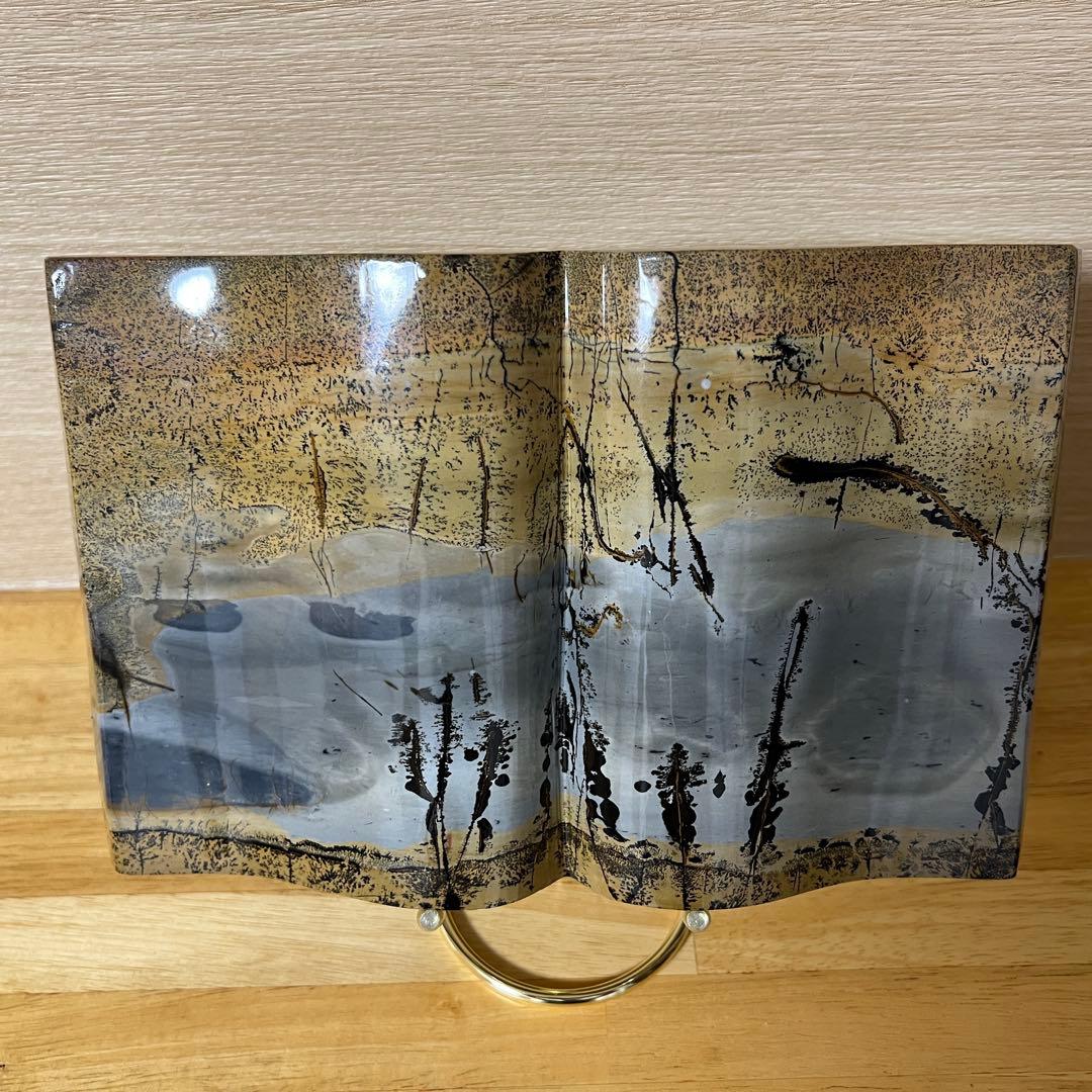 ⬛︎【１点もの】ピクチャージャスパー　天然石　ブックスタイル　自然風景模様　台座付