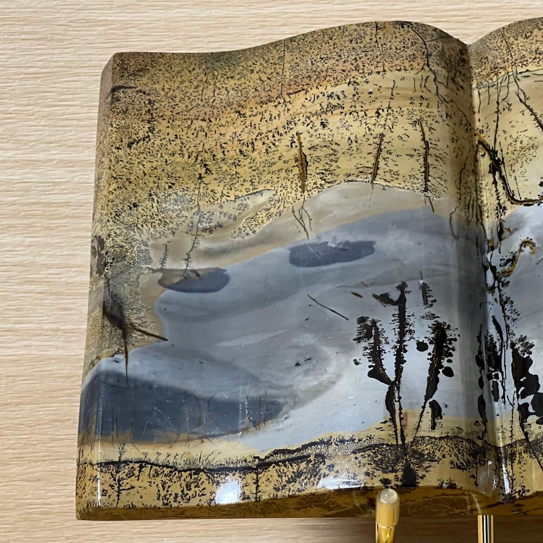 ⬛︎【１点もの】ピクチャージャスパー　天然石　ブックスタイル　自然風景模様　台座付