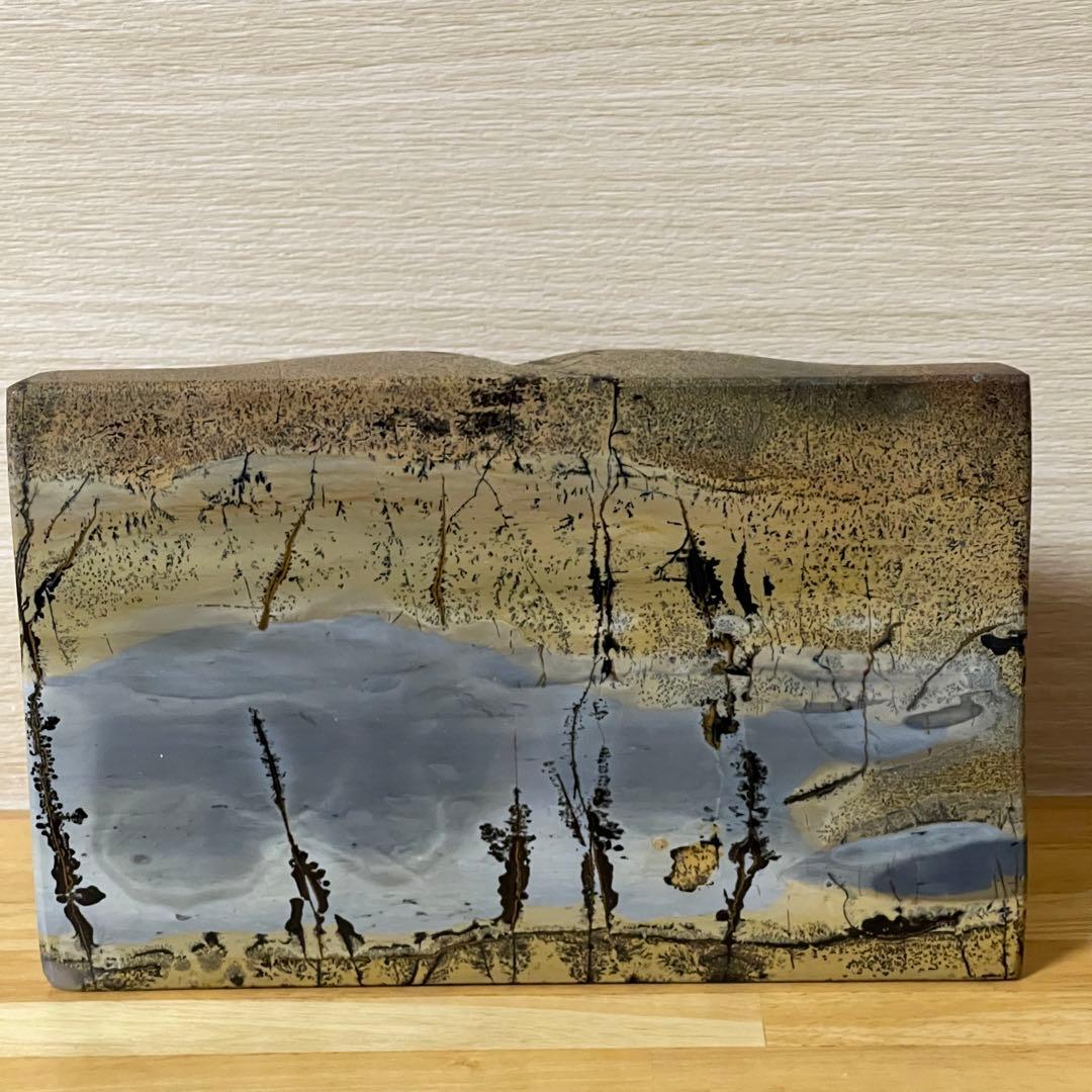 ⬛︎【１点もの】ピクチャージャスパー　天然石　ブックスタイル　自然風景模様　台座付