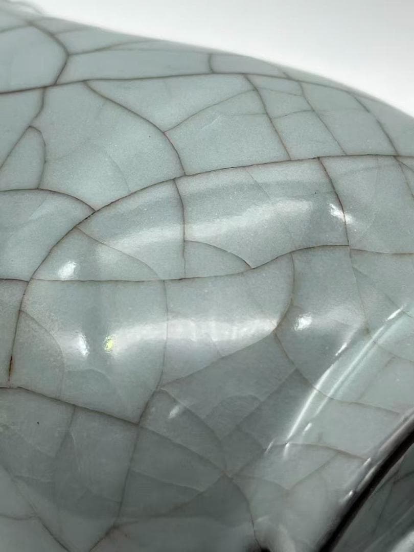 南宋時代 青磁　官汝窯貫耳瓶 汝官窯　【旧家蔵出し】希少貴重(A-92)