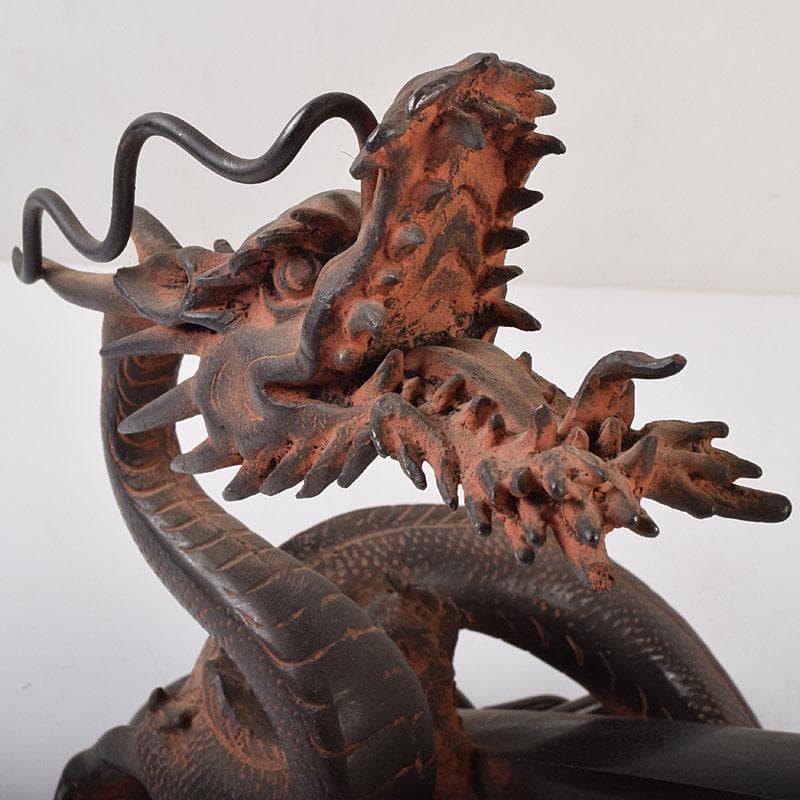 高岡銅器　金工家　村田宏作　銅製　龍と碇　釣釜道具　置物　F　R9369H