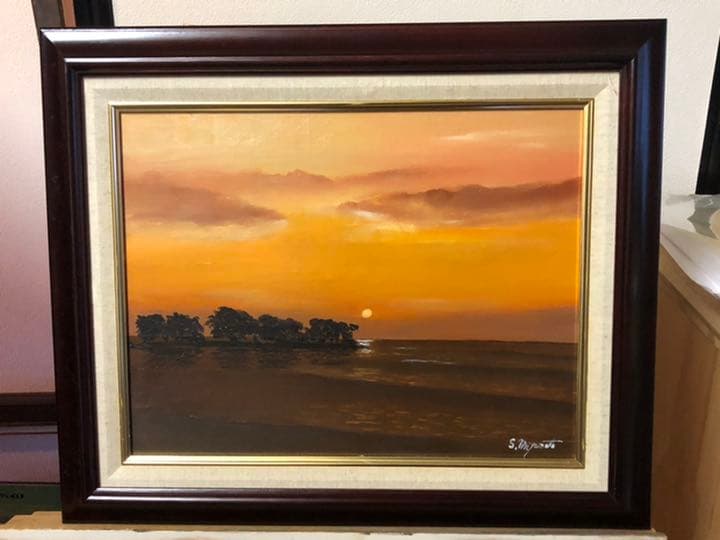 希少　絵画油絵　宮本秋風　残照