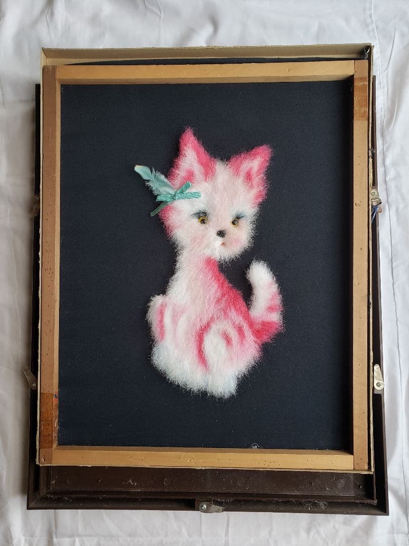 文化刺繍　松鳩文化刺繍　完成品　額付き　高級文化刺繍　絵画　ハンドメイド　箱あり