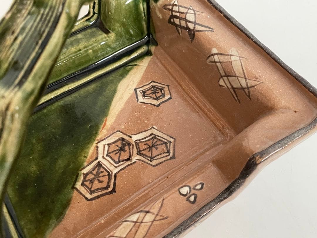 陶芸家　加藤十右衛門　赤織部　手鉢　手付菓子鉢　鳴海織部　菓子器　懐石　共箱