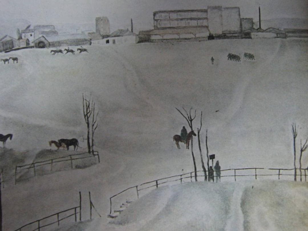 藤田嗣治、「Issy-les-Moulineaux」、希少画集の額装画