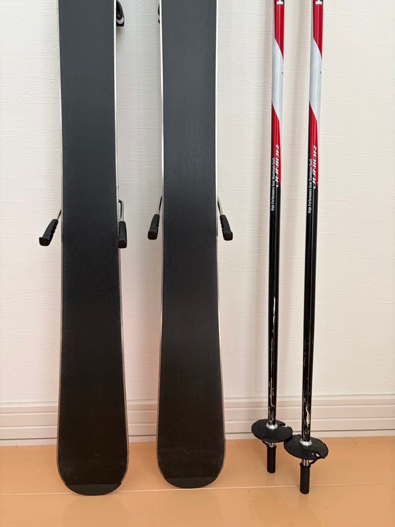 美品 HEAD kids スキー板 117cm ビンディング付き ストック 85