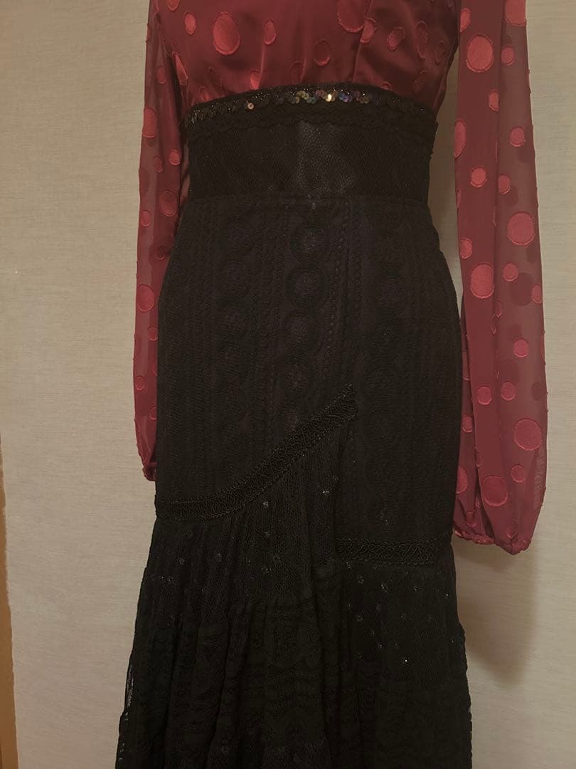 最終値下げ★フラメンコ衣装ハンドメイド黒ファルダブラウスチャレコボウタイ4点