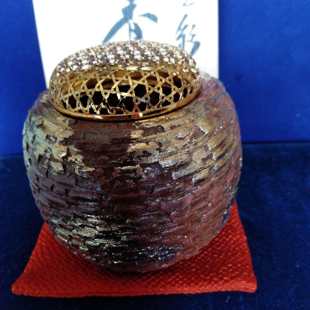 京焼（清水焼） 寬楽作　金彩香炉　箱入