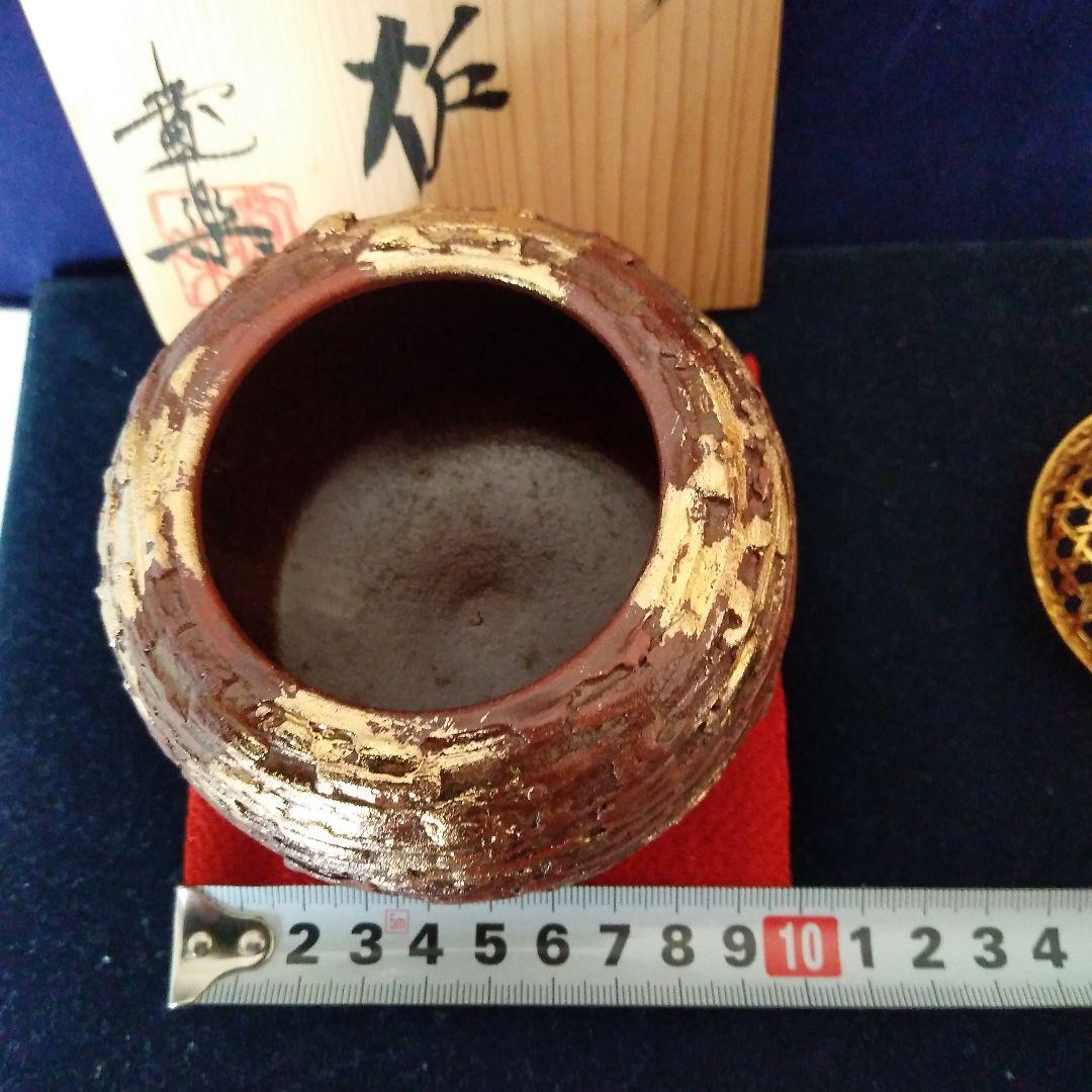 京焼（清水焼） 寬楽作　金彩香炉　箱入