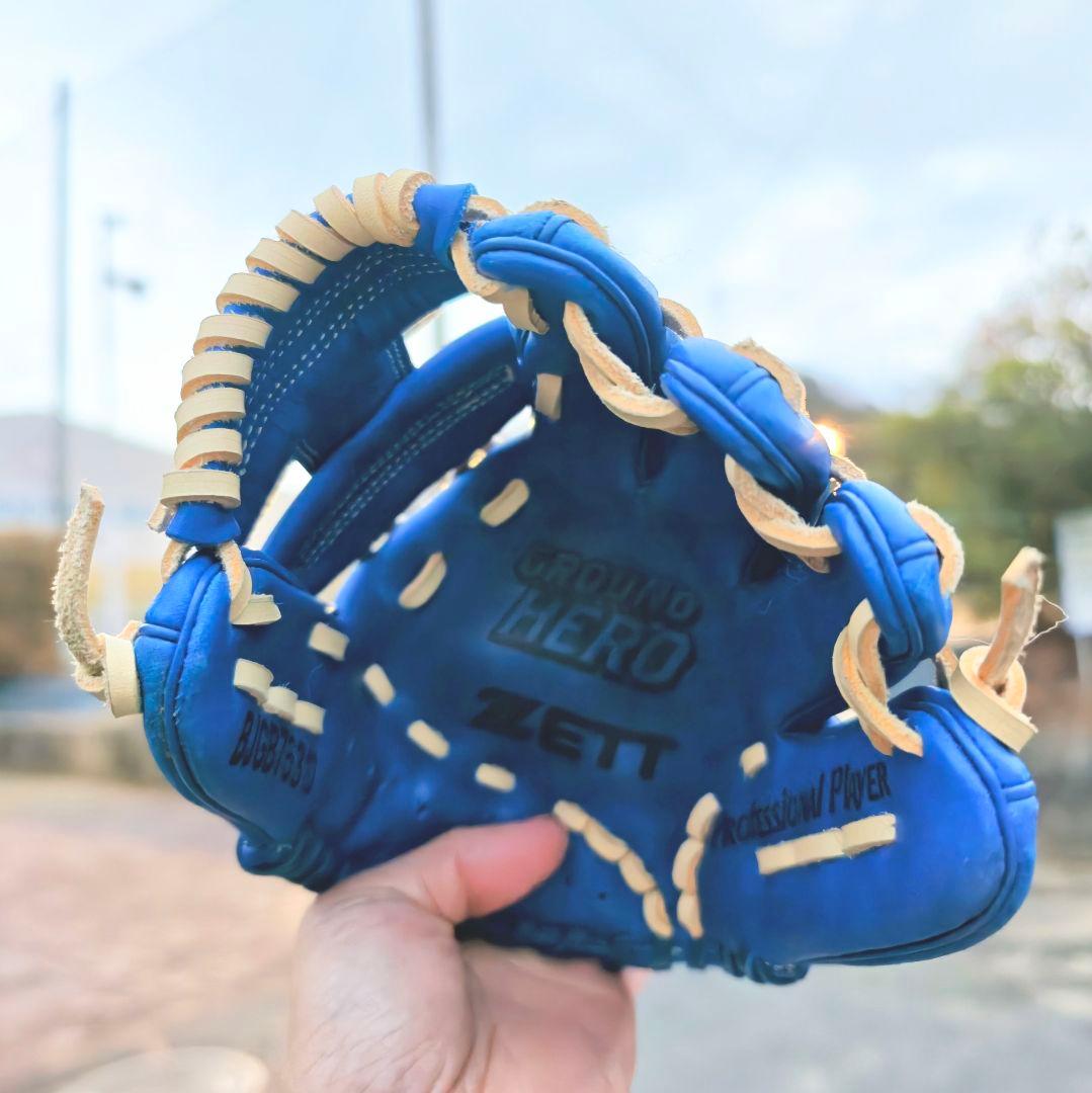 ZETT 軟式野球用グローブ 少年 青×白 GROUND HERO ゼット
