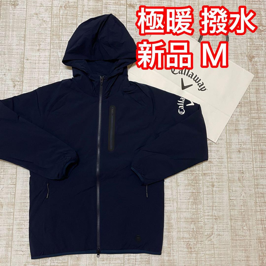 新品 キャロウェイ 長袖ブルゾン 中綿 撥水 フード付き ネイビー Mサイズ