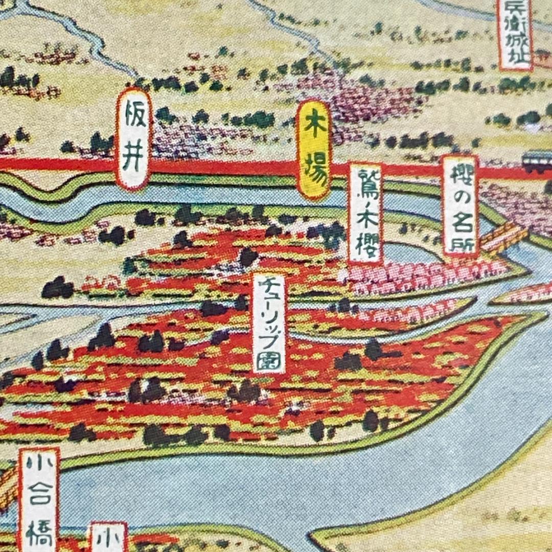 処分 貴重 新潟周辺 新潟電鐵 路線図 名所案内 金子高光 鳥瞰図 昭和8年