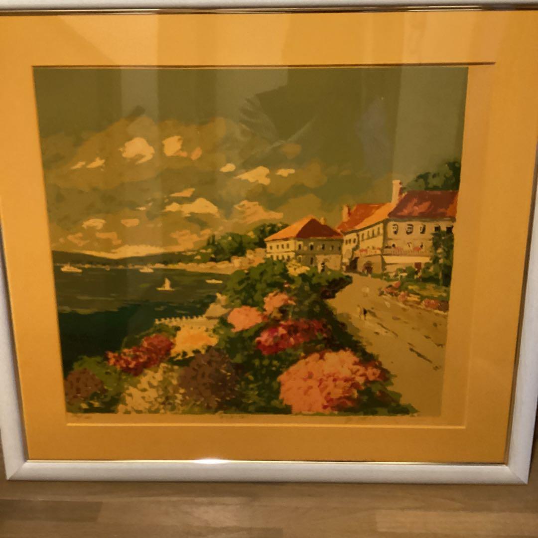 平賀康伸　地中海の祥風　リトグラフ592/1000 直筆サイン有作品N25478