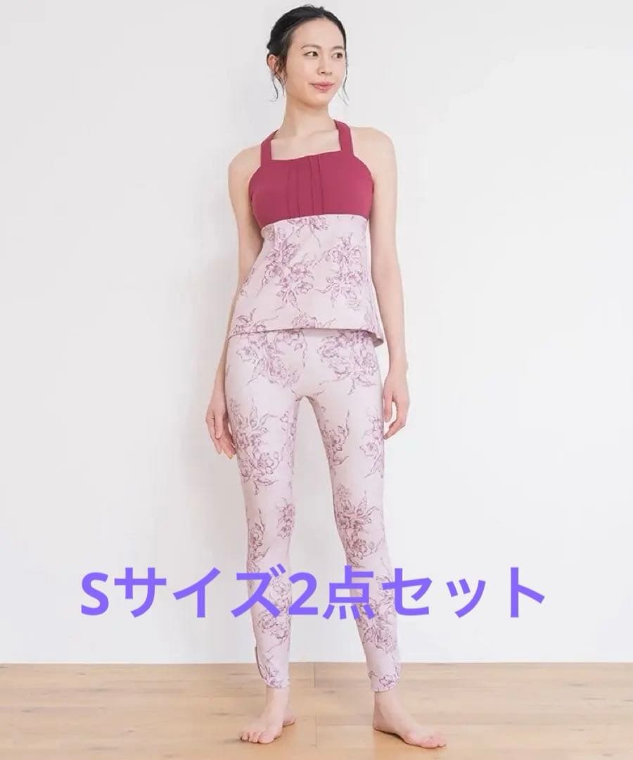 【新品】SUKALA アンティークプリント クロスタンクトップ&レギンス S
