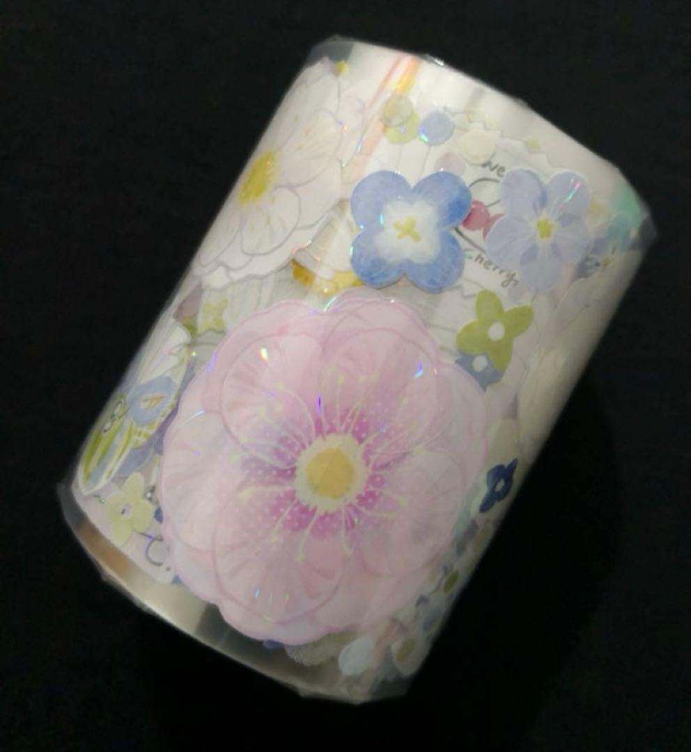 【8540】海外　マステ　3/5/巻売り　貝殻光マスキングテープ　お花