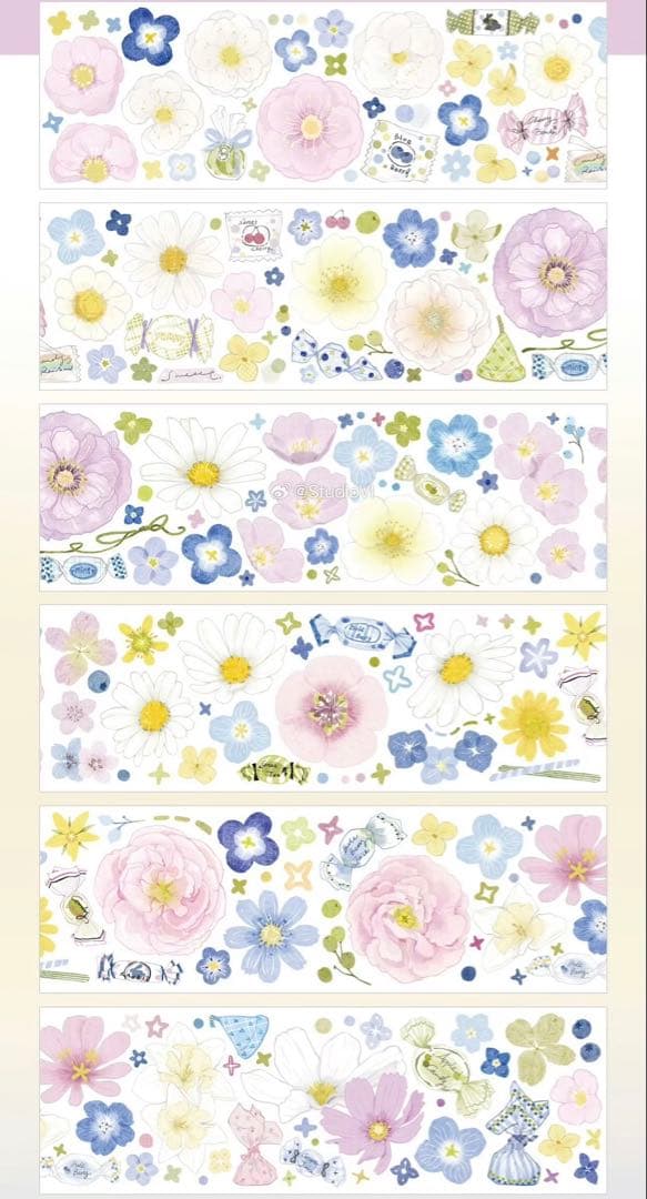 【8540】海外　マステ　3/5/巻売り　貝殻光マスキングテープ　お花