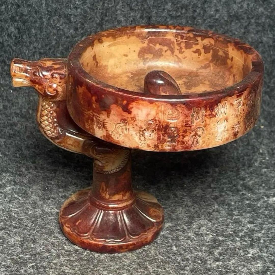 高古玉　龍形油灯彫刻　置物　文房具　美術品　縁起物　インテリア