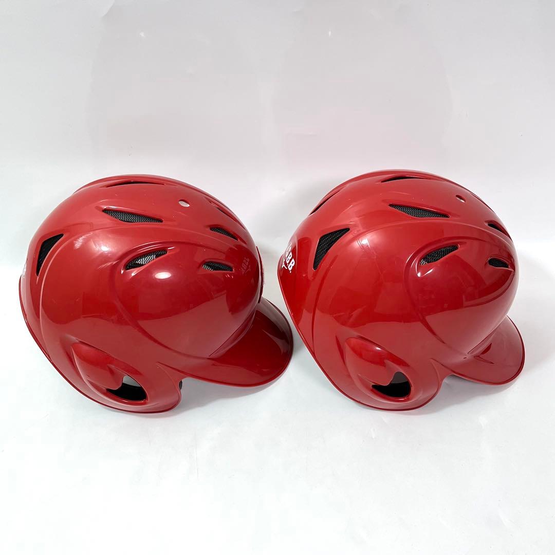 つ28【2個セット】ミズノ 野球 ヘルメット 赤 JSBB公認 軟式用 Lサイズ