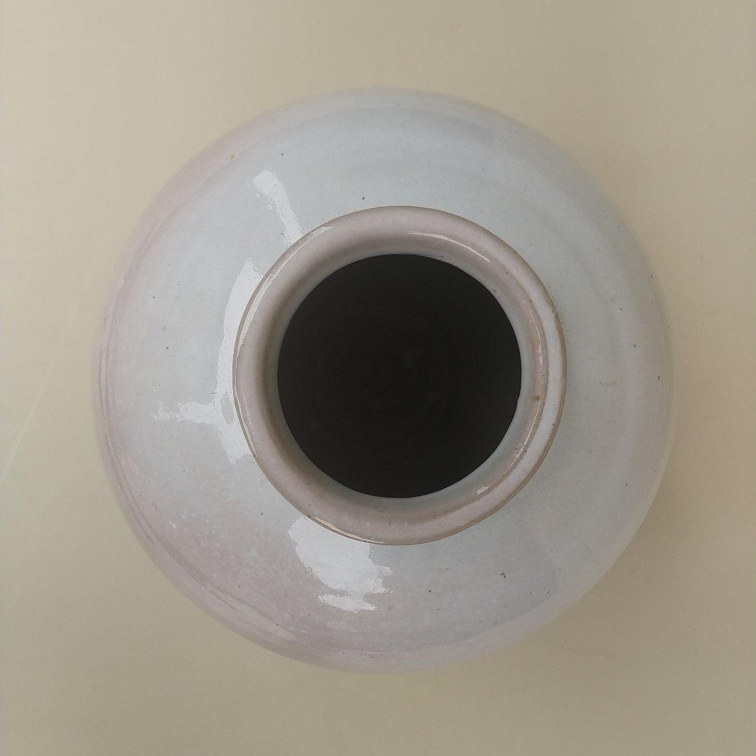 萩焼　八代　兼田佳炎　窯変白釉壺　長期保管品